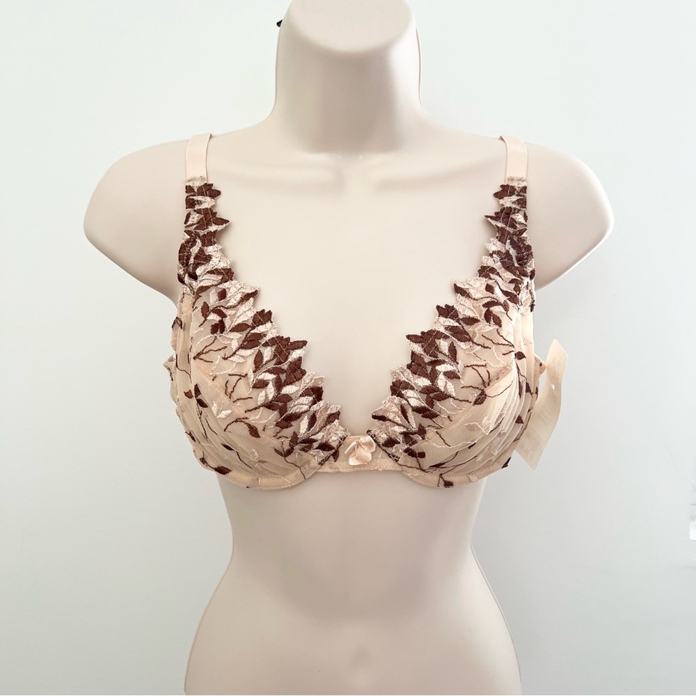 Vintage Felina Lace Bra 34C Beige Brown New with‎ tags